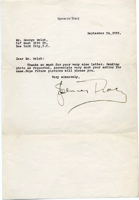 Spencer Tracy autograph