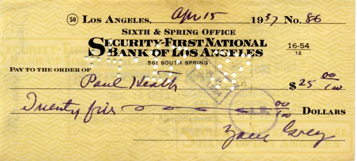 Zane Grey autograph