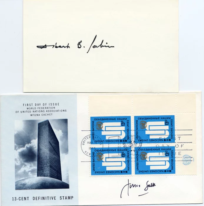 Albert Sabin & Jonas Salk autograph