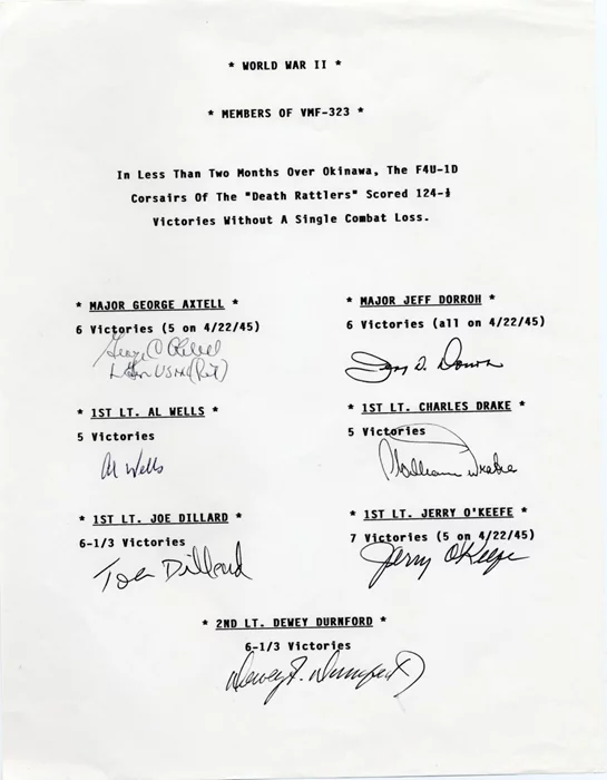WWII Aces autograph