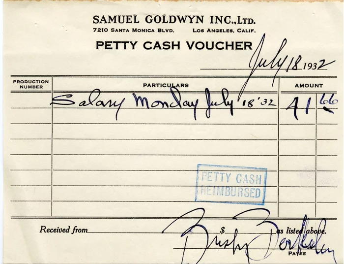 Busby Berkeley autograph