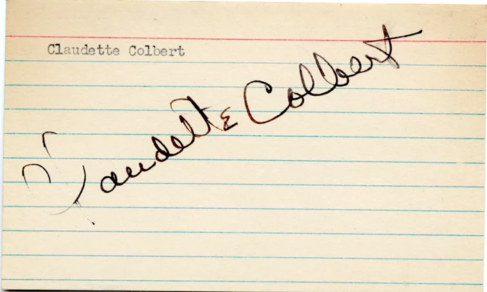 Claudette Colbert autograph