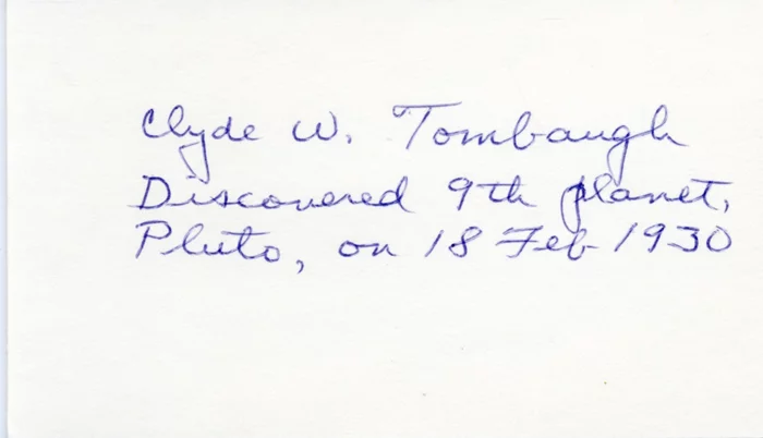 Clyde W. Tombaugh autograph