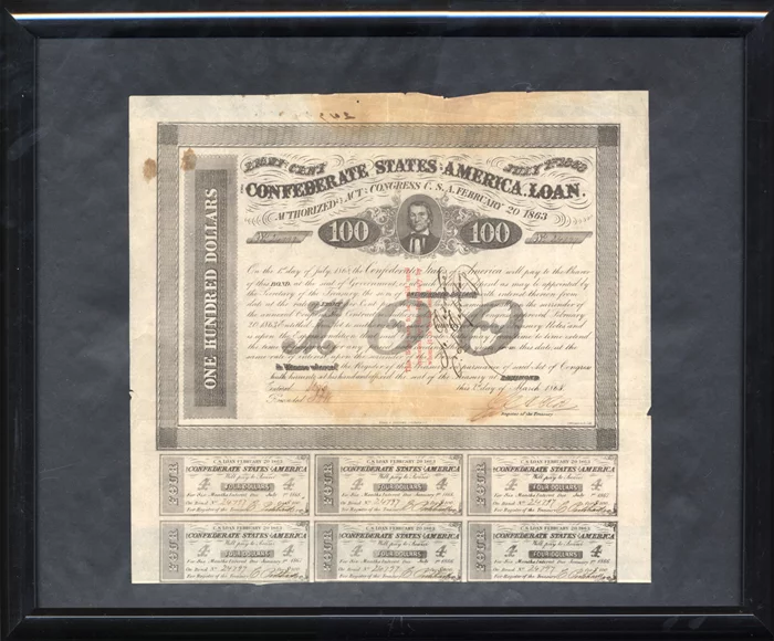 Confederate States Of America Bond autograph