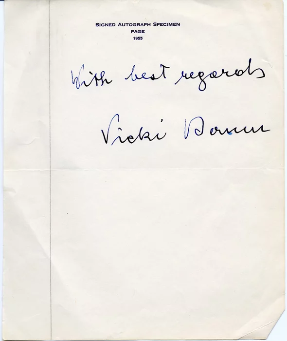 Vicki Baum autograph