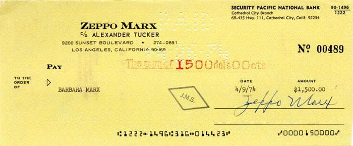 Zeppo Marx autograph