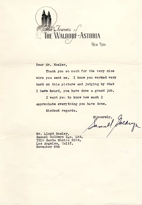 Samuel Goldwyn autograph