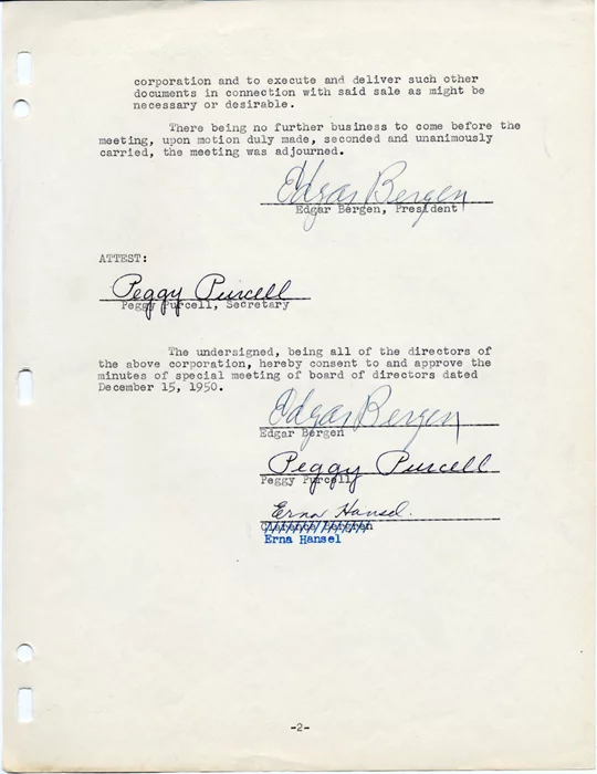 Edgar Bergen autograph