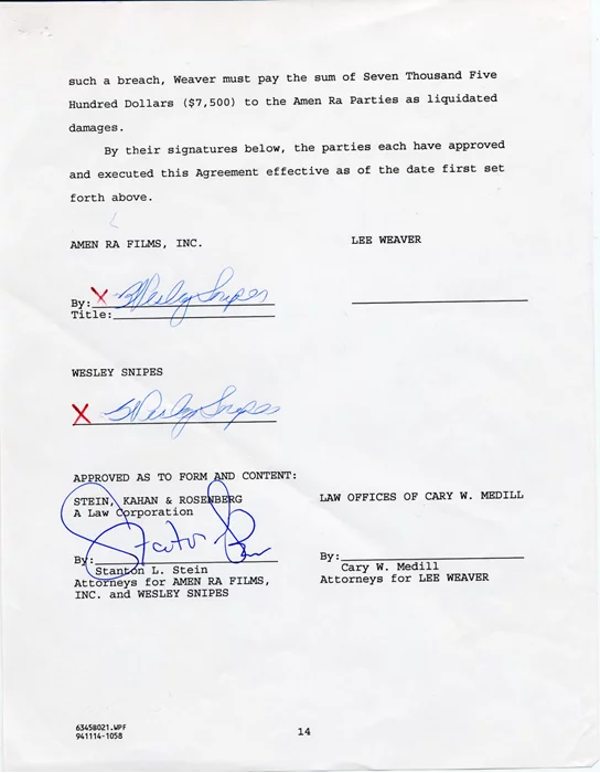 Wesley Snipes autograph