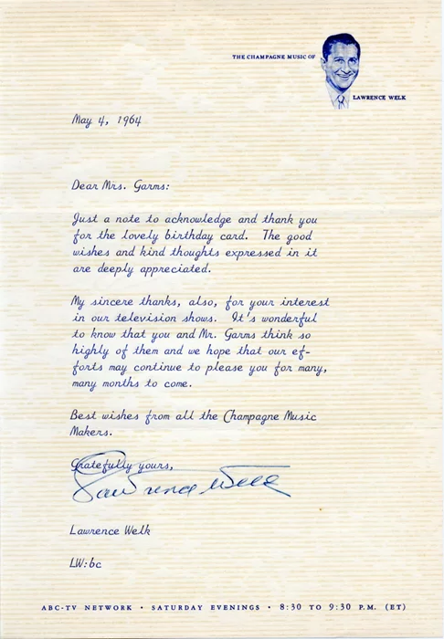 Lawrence Welk autograph