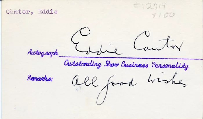 Eddie Cantor autograph