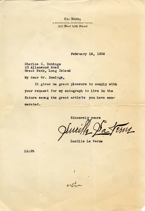 Lucille La Verne autograph
