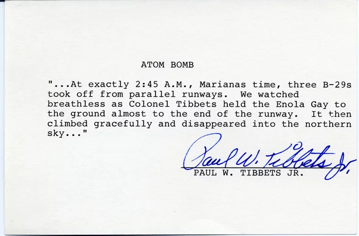 Paul W. Tibbets autograph