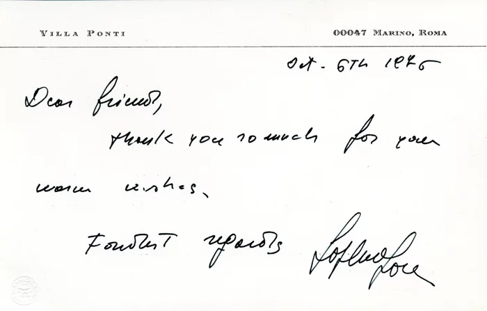 Sophia Loren autograph