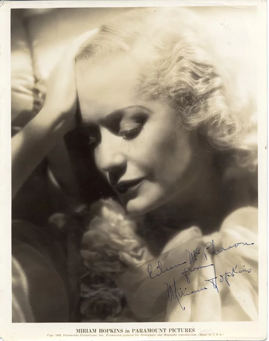 Miriam Hopkins autograph