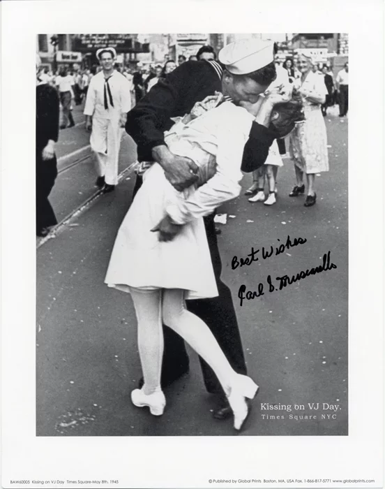 V-J Day Nurse and Sailor autograph