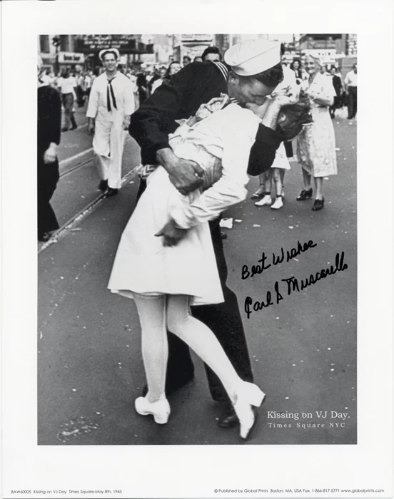 V-J Day Nurse and Sailor autograph