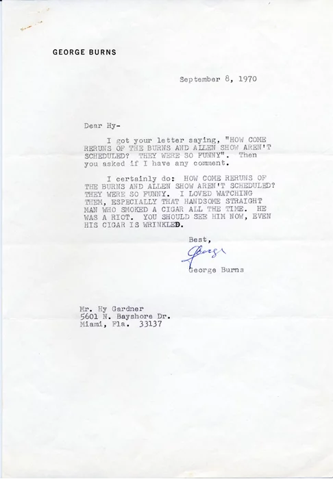 George Burns autograph