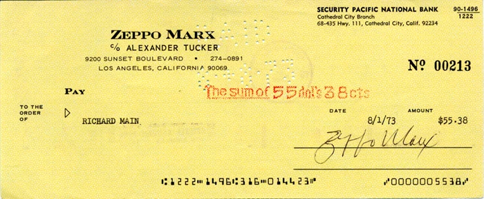 Zeppo Marx autograph