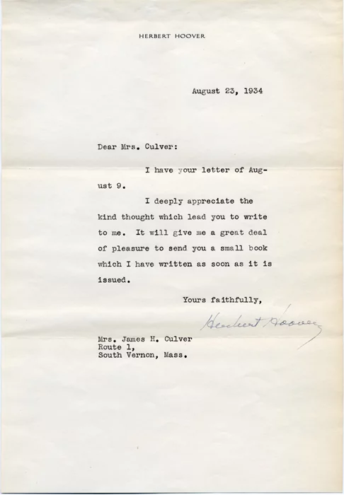 Herbert Hoover autograph