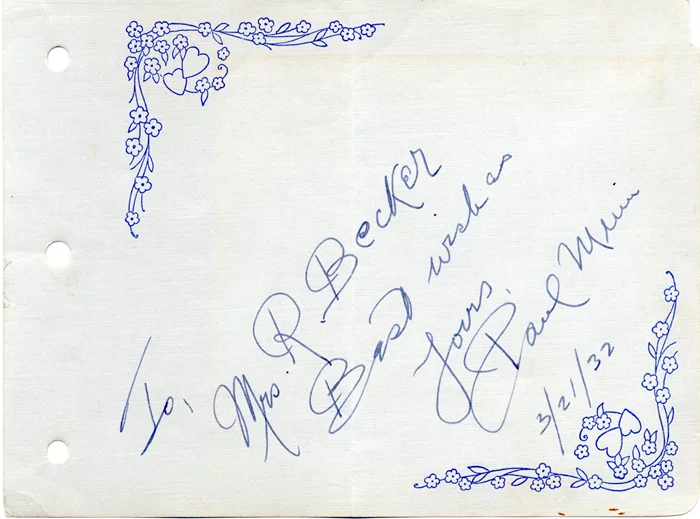 Paul Muni autograph