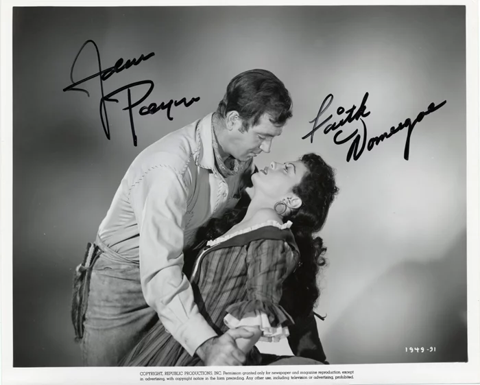 John Payne &  Faith Domergue autograph