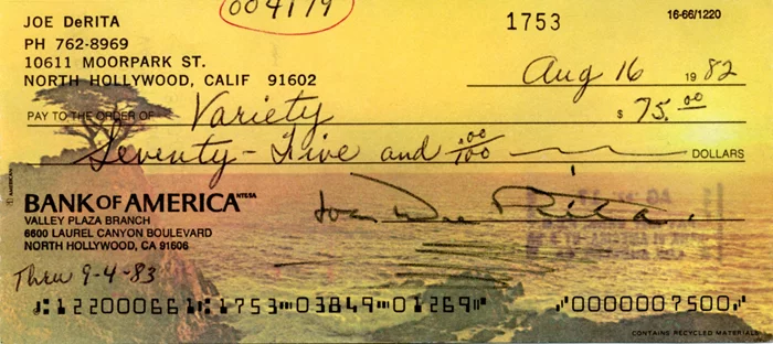 Curly Joe DeRita autograph