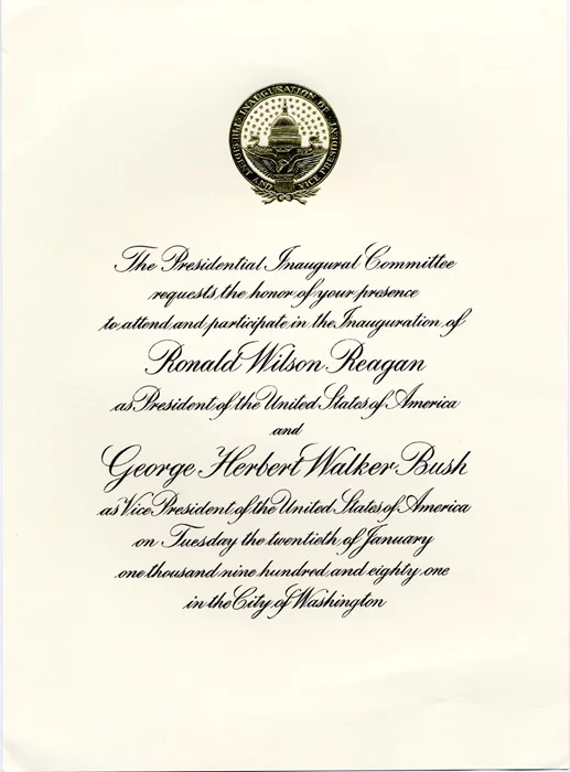Ronald Reagan & George Bush Inauguration autograph