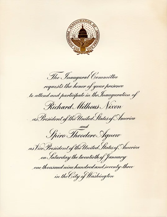 Richard Nixon & Spiro Agnew Inauguration autograph