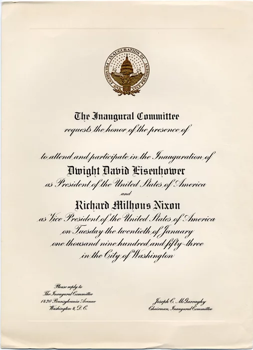 Dwight Eisenhower & Richard Nixon Inauguration autograph