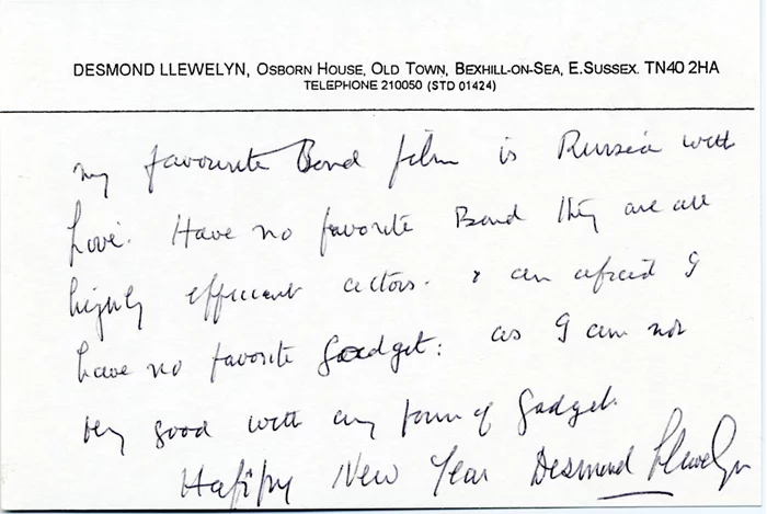 Desmond Llewelyn autograph