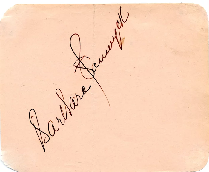 Barbara Stanwyck autograph