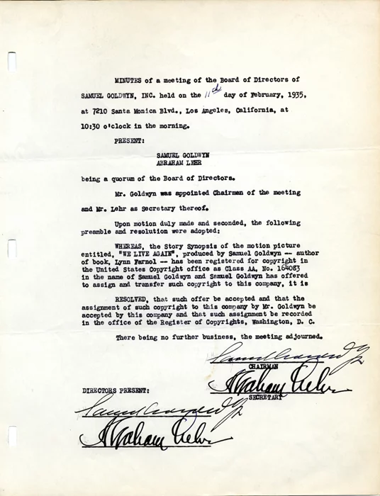 Samuel Goldwyn autograph