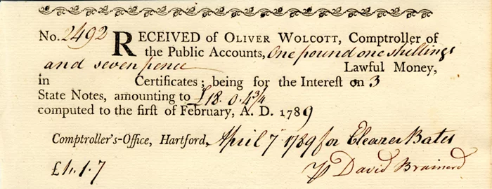 1789 Receipt autograph