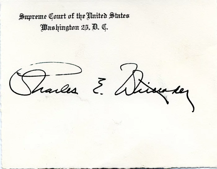 Charles E. Whittaker autograph