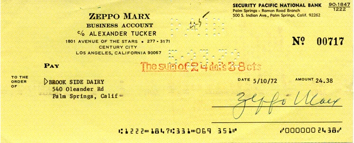 Zeppo Marx autograph