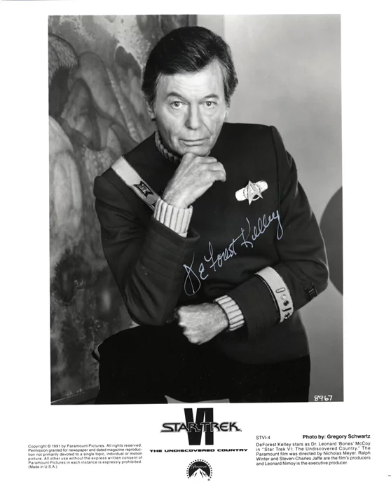 Deforest Kelley autograph