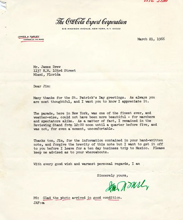James A. Farley autograph
