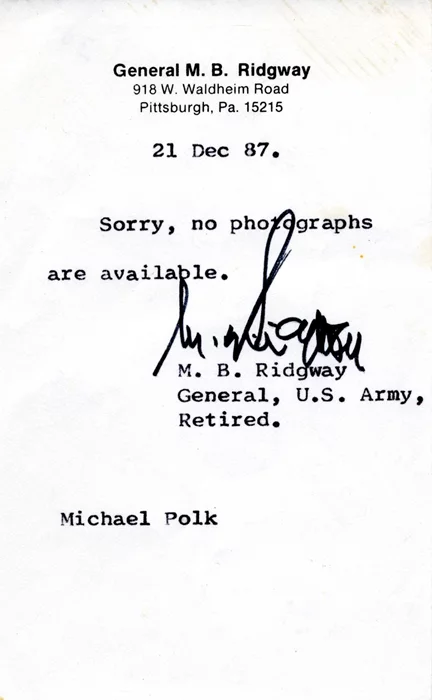 Matthew B. Ridgway autograph