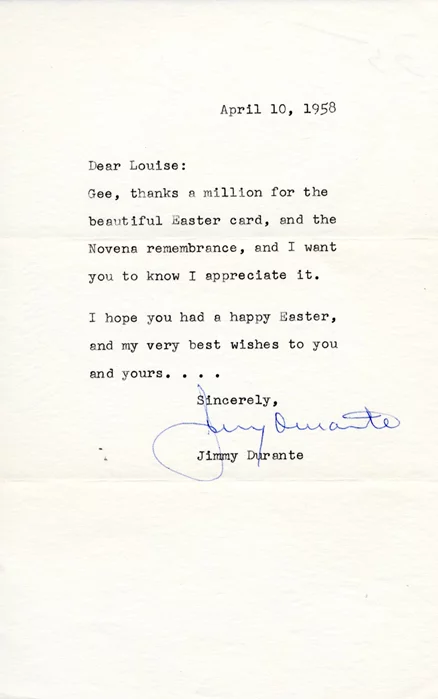 Jimmy Durante autograph