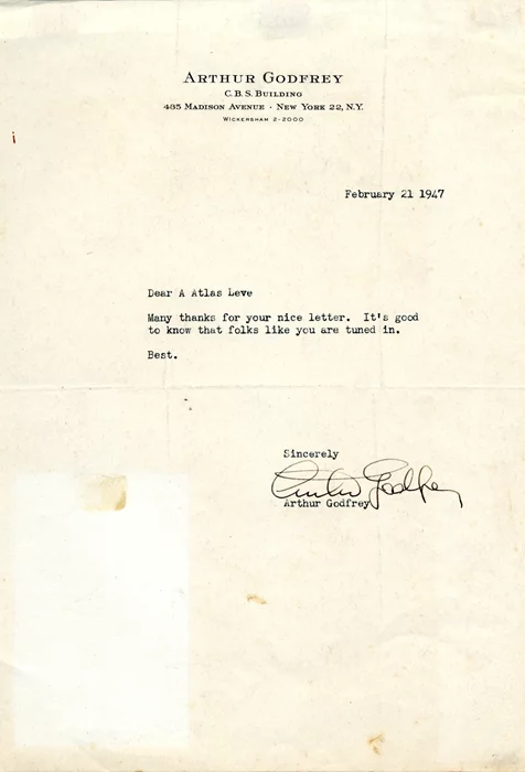 Arthur Godfrey autograph