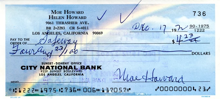 Moe Howard autograph