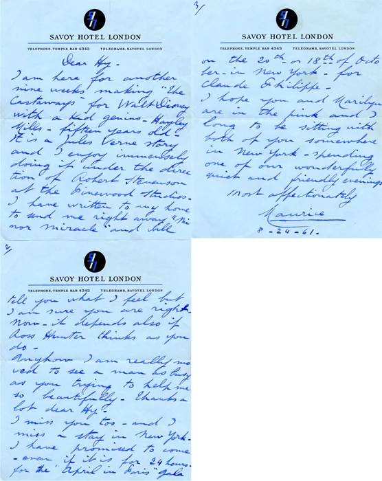 Maurice Chevalier autograph