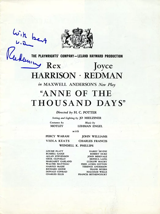Rex Harrison autograph