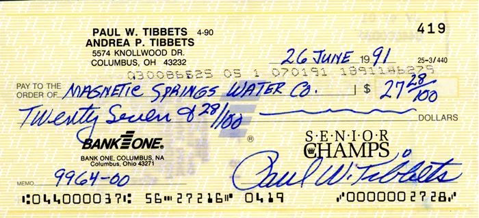 Paul W. Tibbets autograph