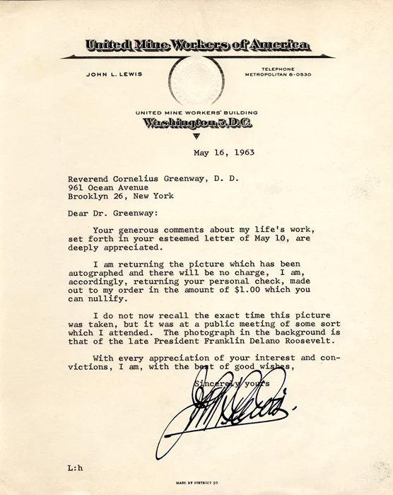 John L. Lewis autograph