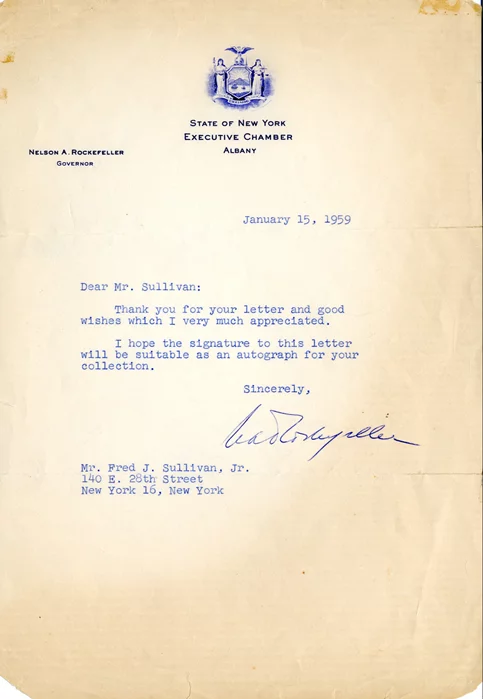 Nelson Rockefeller autograph
