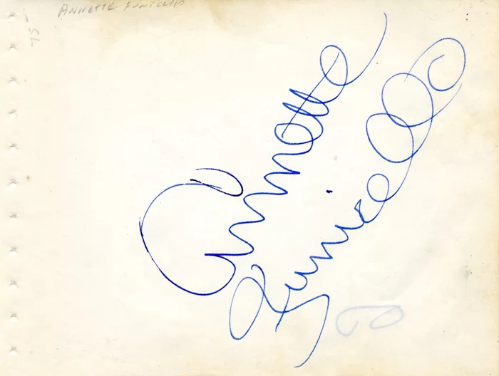 Annette Funicello autograph