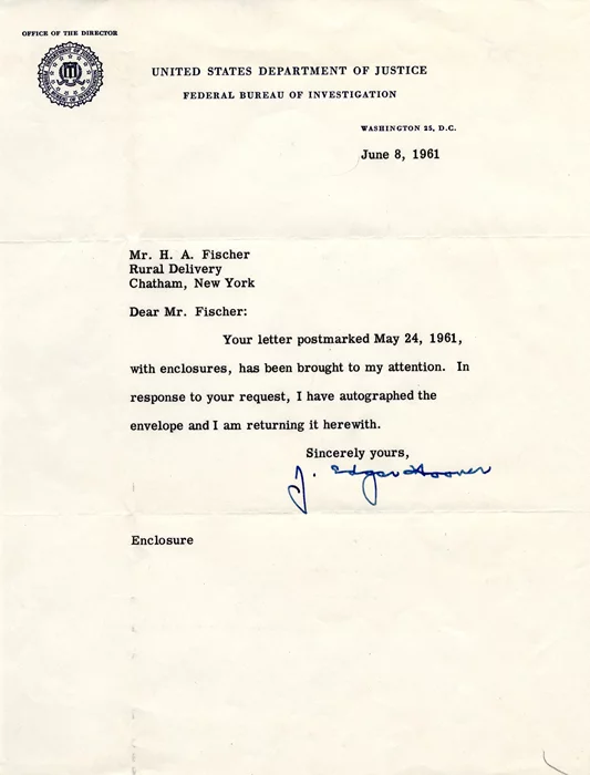 J. Edgar Hoover autograph