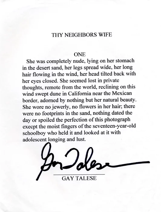 Gay Talese autograph